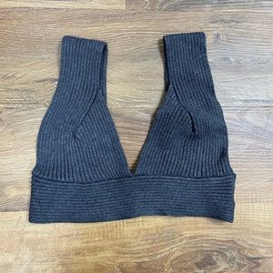NWOT Zara Knit Cropped Bralette Top sz M Grey